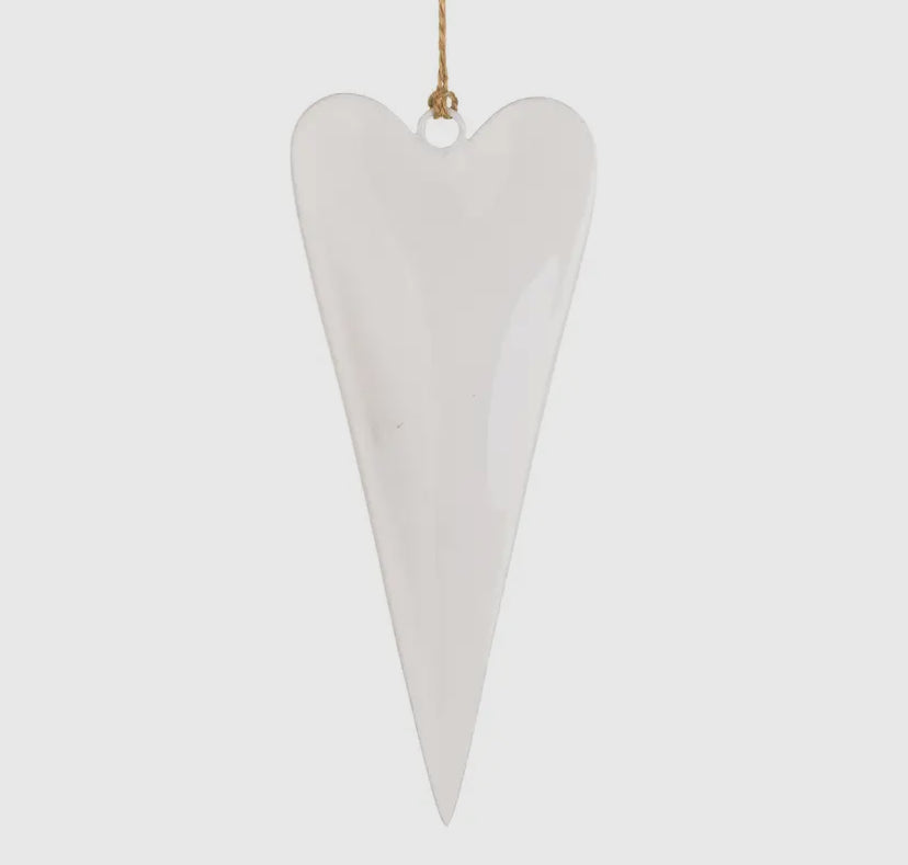 Slim Hanging White Heart