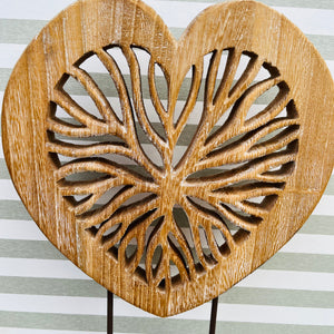 Wooden Heart on Stand view 2