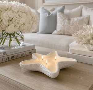 White Starfish Candle view 2