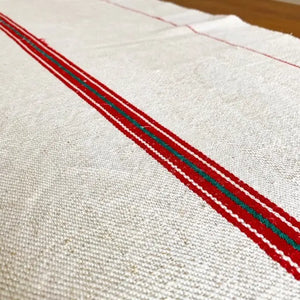 Grain Sack Table Runner- Red & Green Stripe view 3