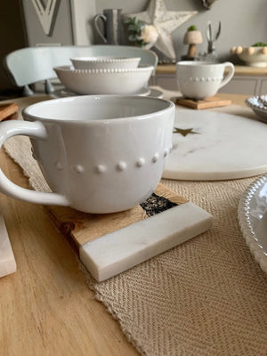 Beaded White Mugs - set of 4 view 1