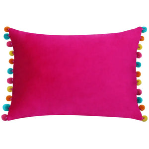 Fiesta Pompom Cushion - Pink & Mustard view 2
