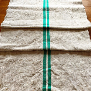 Grain Sack Table Runner- Double Green Stripe view 1