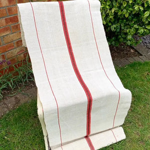 Grain Sack Table Runner- Red & Green Stripe view 1