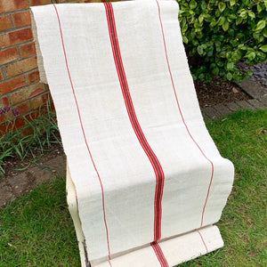 Grain Sack Table Runner- Red & Green Stripe view 1