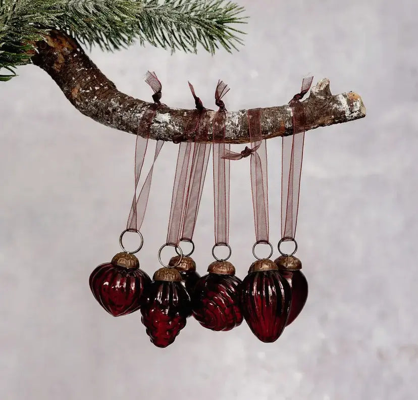 6 Assorted Mini Glass Baubles