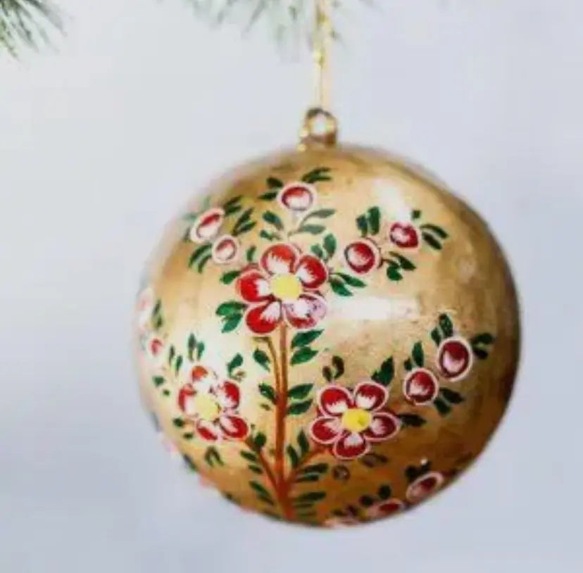 Gold with Red Flower Bauble