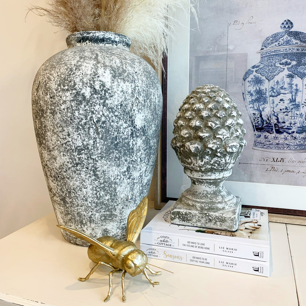 Grey Stone Pinecone Ornament