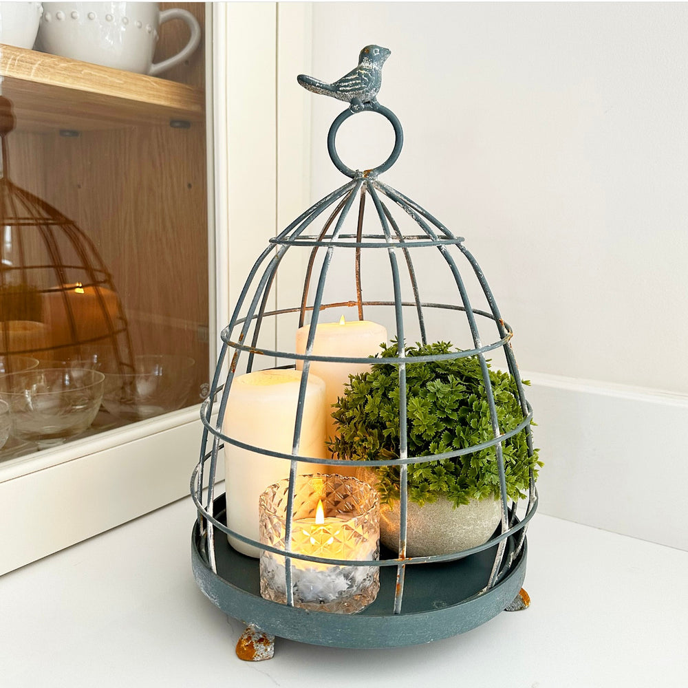 Blue Metal Bird Cloche