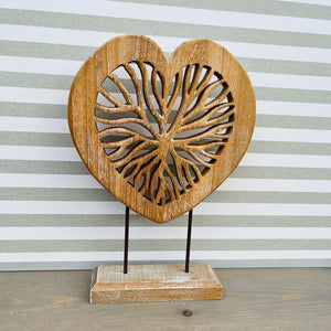 Wooden Heart on Stand view 1