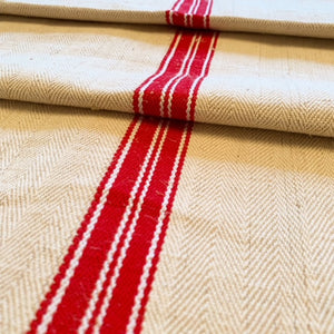 Vintage Grain Sack Table Runner- Red Stripe view 2