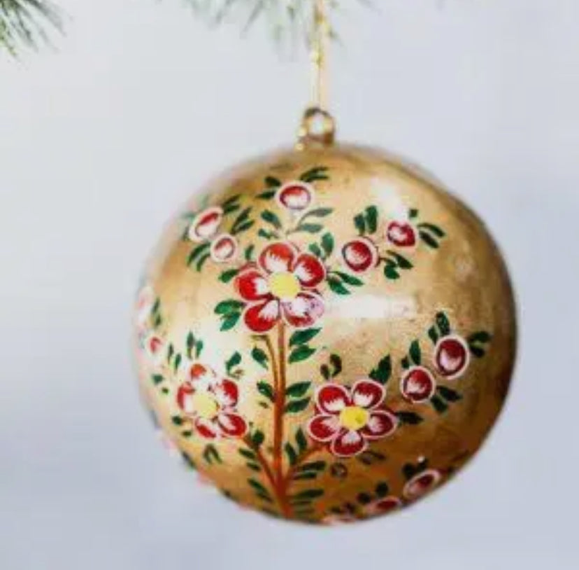 Gold with Red Flower Bauble