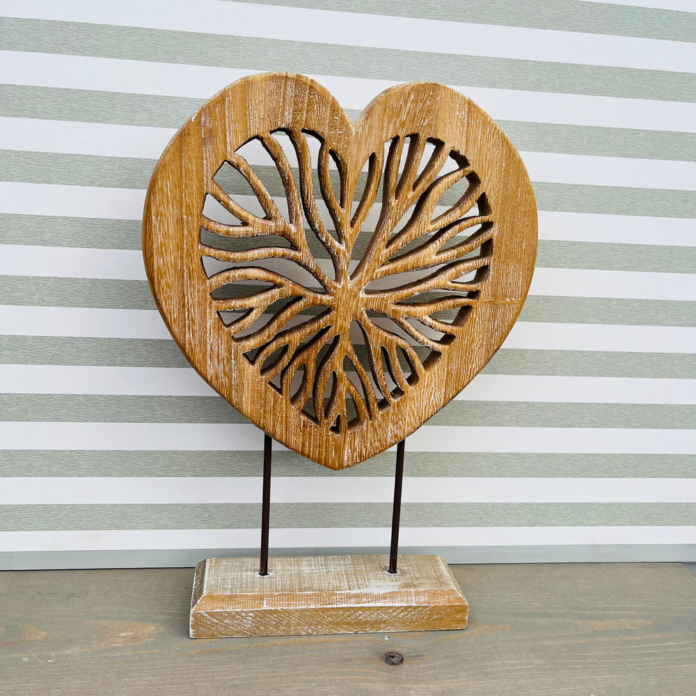 Wooden Heart on Stand