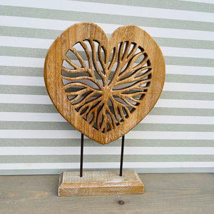 Wooden Heart on Stand view 1