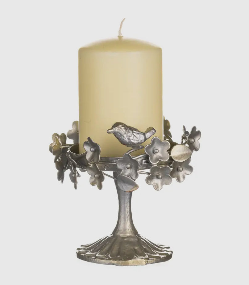 Flowery Bird Bath Candle Holder
