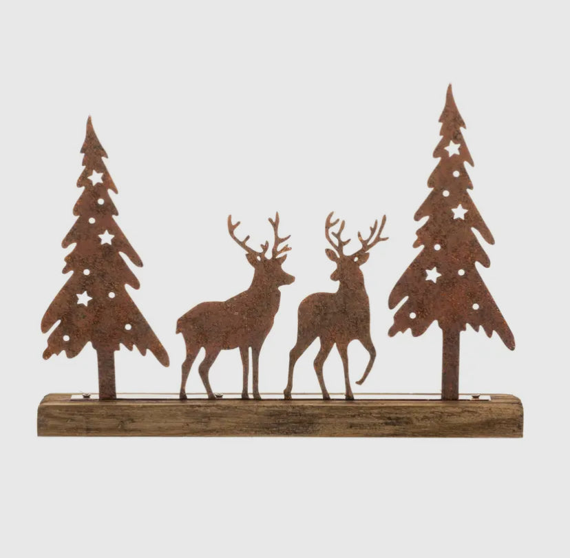 Bronze Stag and Christmas Tree