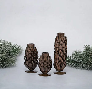 Metal Fir Cone Candle Holder view 2