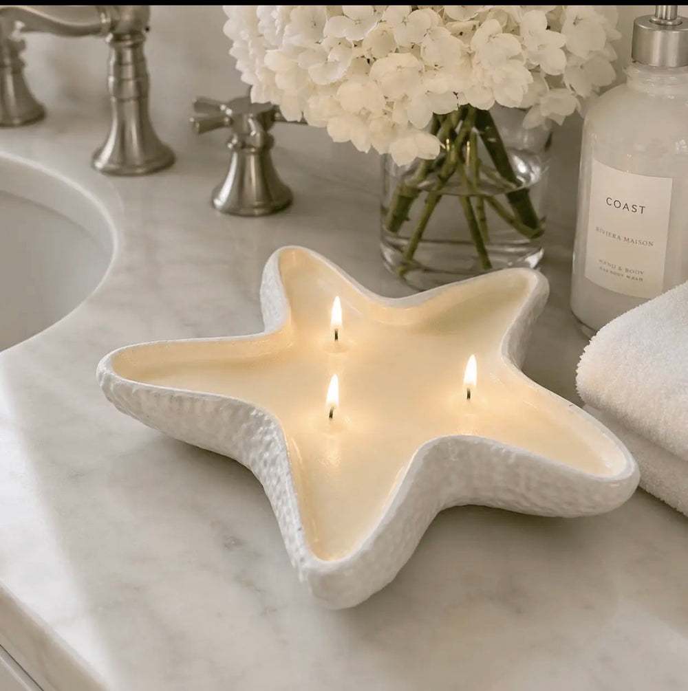 White Starfish Candle