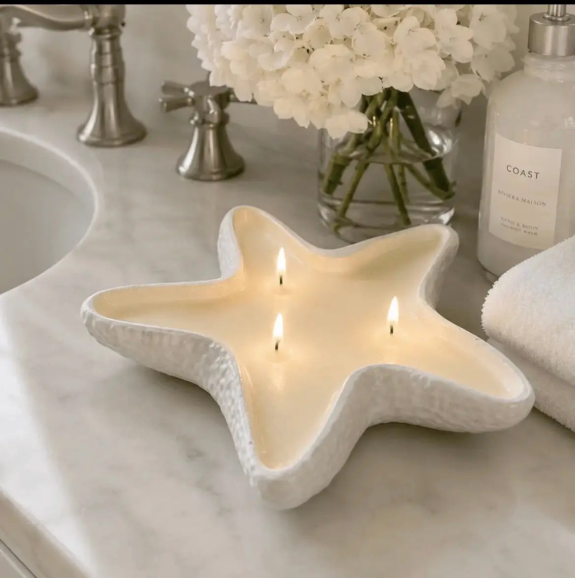 White Starfish Candle Champagne and Ginger