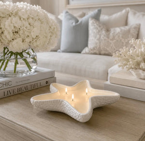 White Starfish Candle view 2