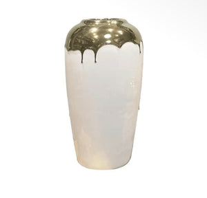 White and Gold Drip Vase view 2