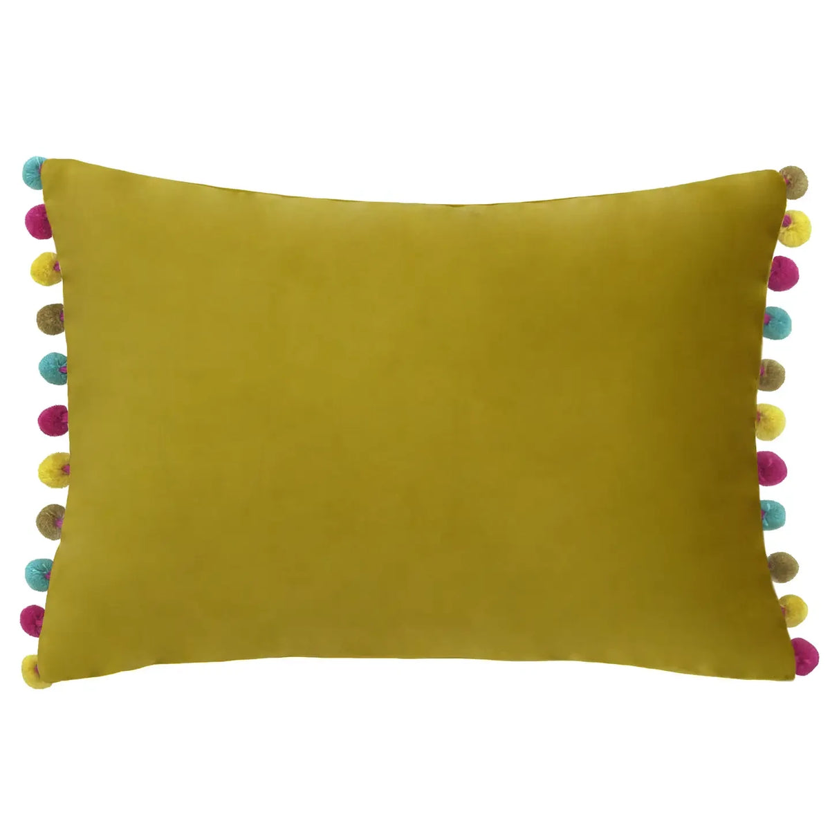 Fiesta Pompom Cushion - Pink & Mustard