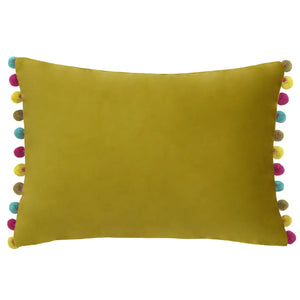 Fiesta Pompom Cushion - Pink & Mustard view 1