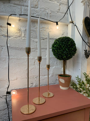 Set of Three Gold Candlesticks view 2
