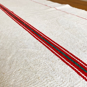 Grain Sack Table Runner- Red & Green Stripe view 3