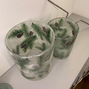 Pine Frosted Glass Candle Holders view 3