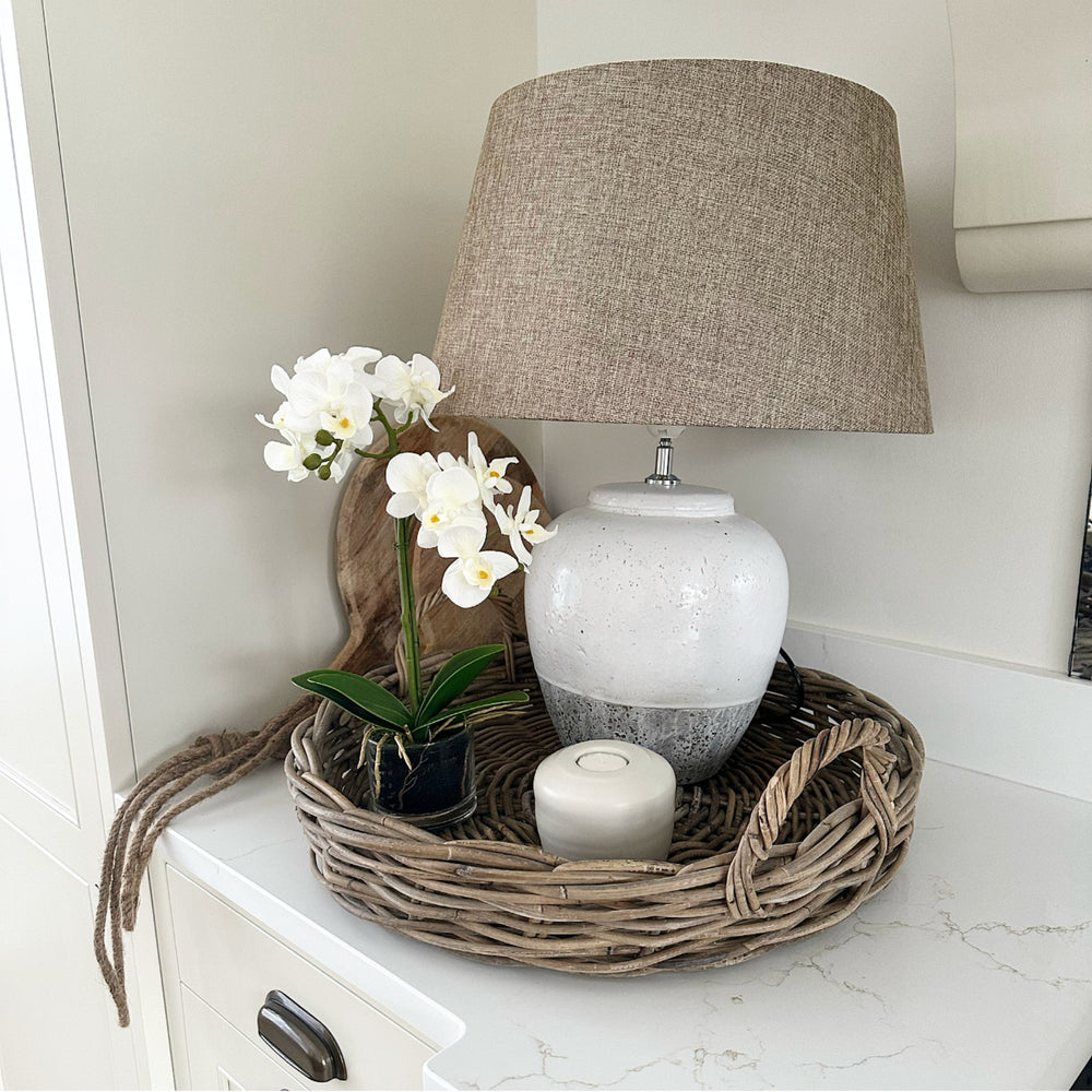 Birkdale Round Stone Lamp with Shade