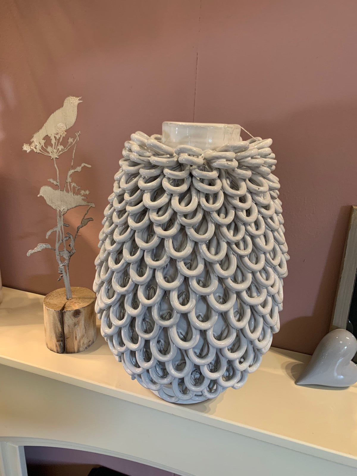 Tall White Loop Vase