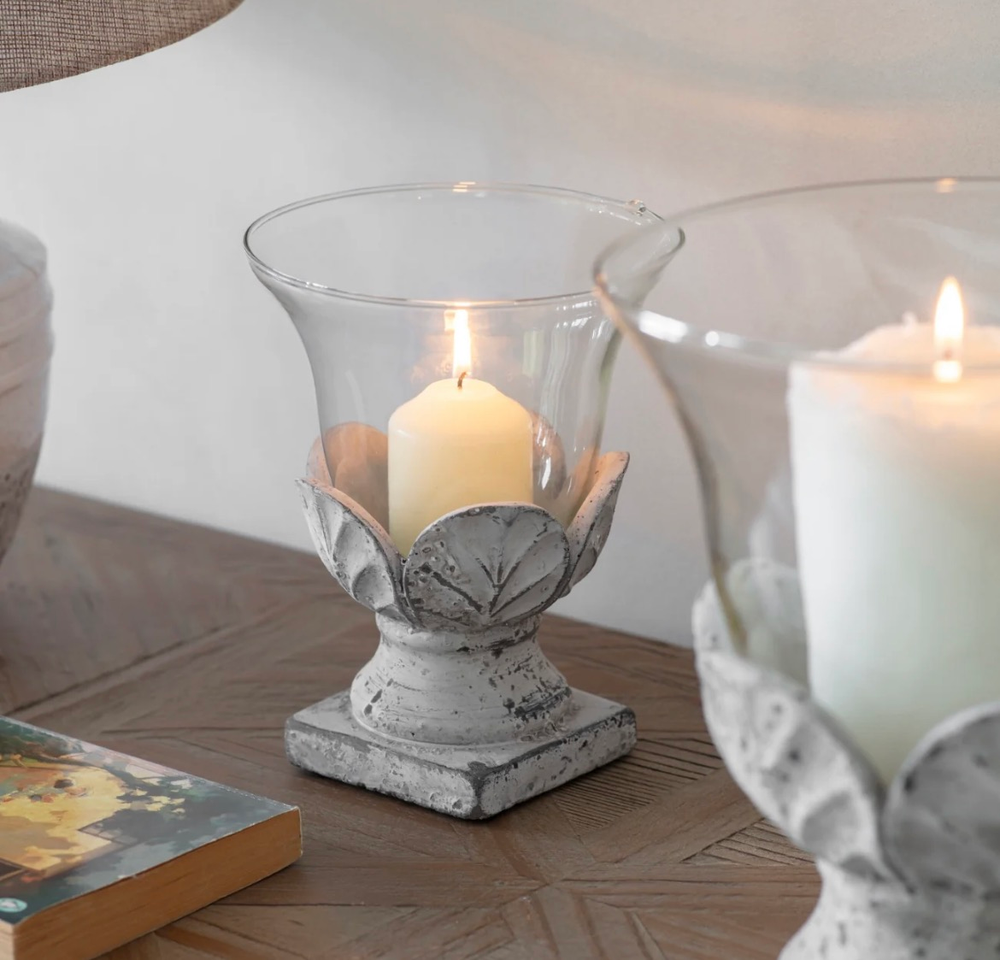 Stone Leaf Hurricane Vase