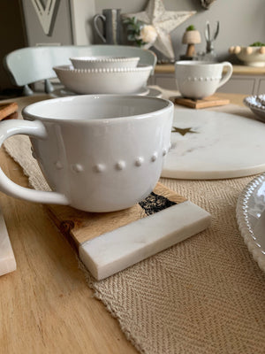 Beaded White Mugs - set of 4 view 1