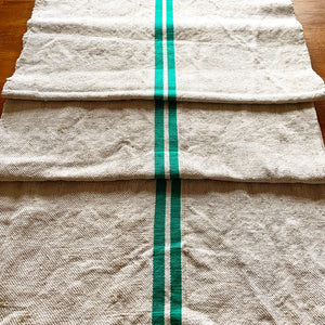 Grain Sack Table Runner- Double Green Stripe view 1
