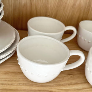 Beaded White Mugs - set of 4 view 4