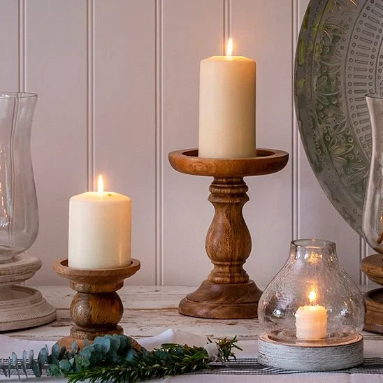 Carved Wooden Candle Holder