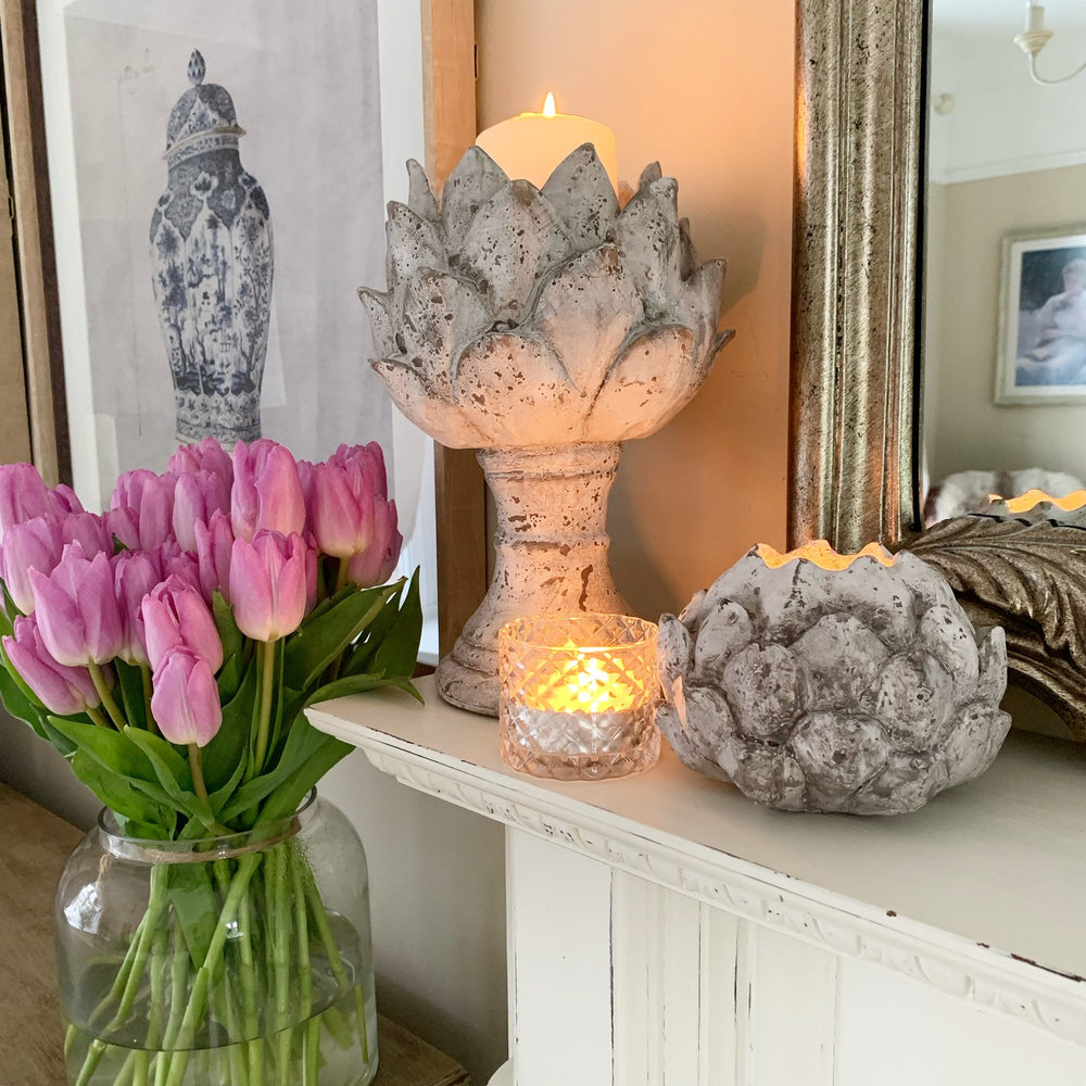 Small Rustic Artichoke Candle Holder