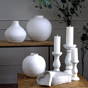 Set of Three Large Matt White Ceramic Heart dishes view 2