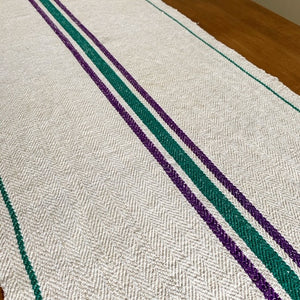 Grain Sack Table Runner- Purple & Green view 2