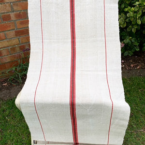 Grain Sack Table Runner- Red & Green Stripe view 2