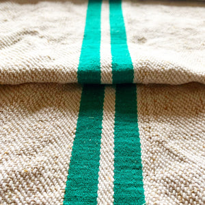 Grain Sack Table Runner- Double Green Stripe view 2