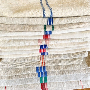 Grain Sack Table Runner- Double Green Stripe view 4