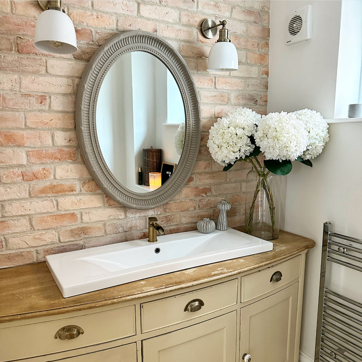 Grey Oval Mirror
