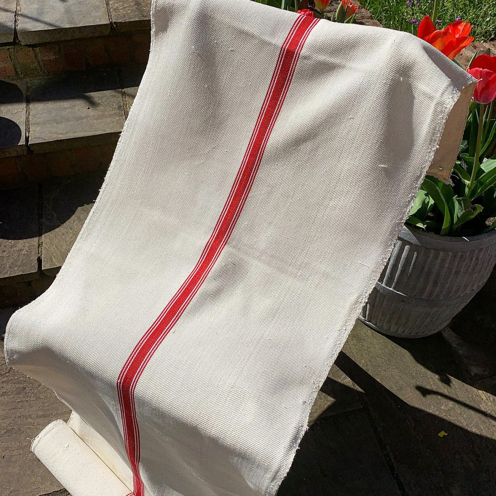 Grain Sack Table Runner- Red Stripe