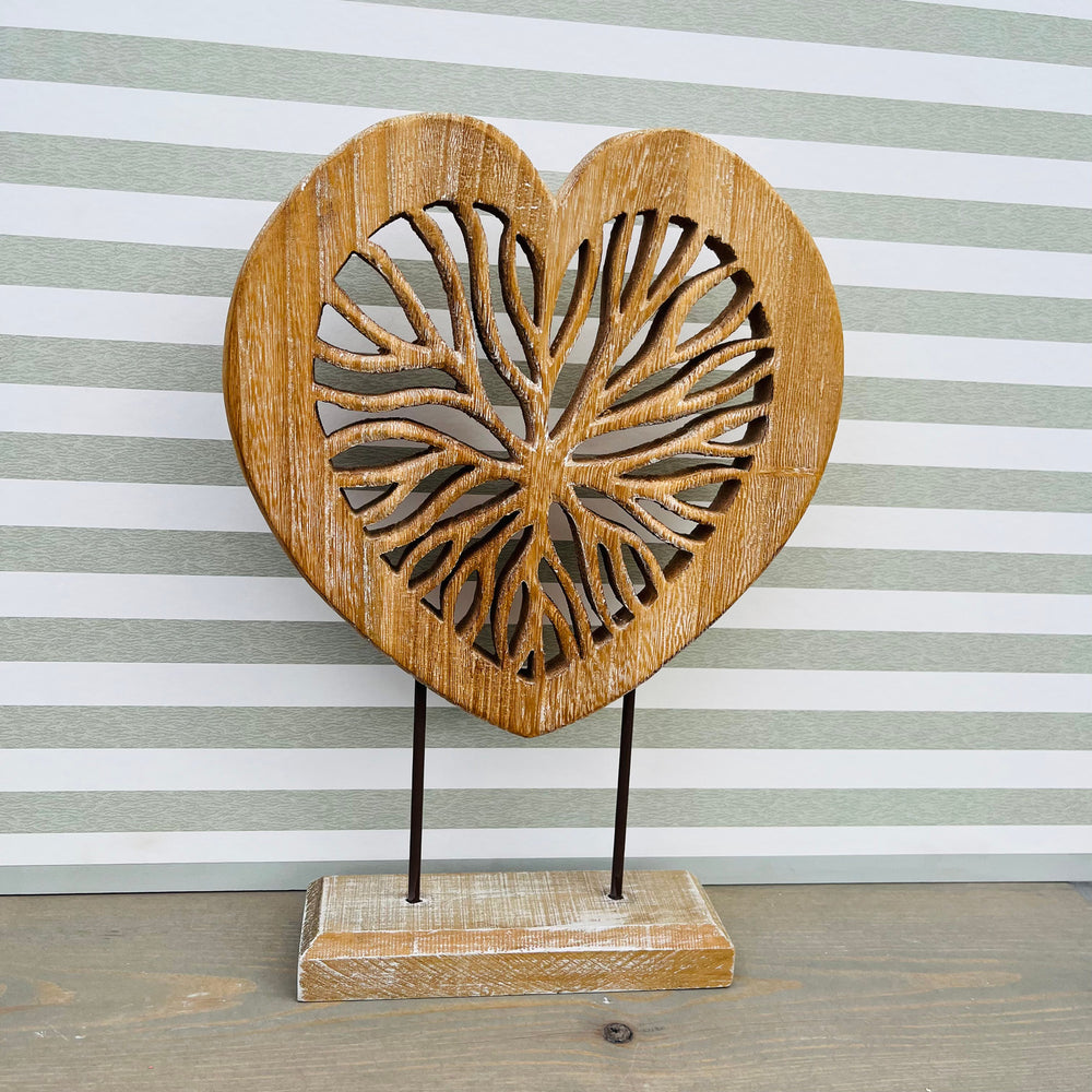 Wooden Heart on Stand