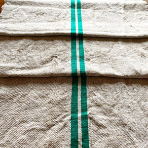 Grain Sack Table Runner- Double Green Stripe view 3