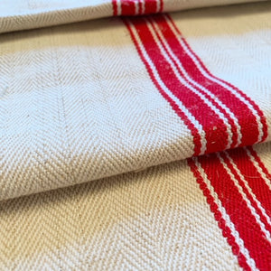 Vintage Grain Sack Table Runner- Red Stripe view 1