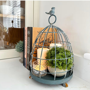 Blue Metal Bird Cloche view 2